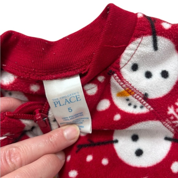 Fleece footie size 5 little boy pajamas snowman winter fire trucks fire engine - Picture 2 of 3